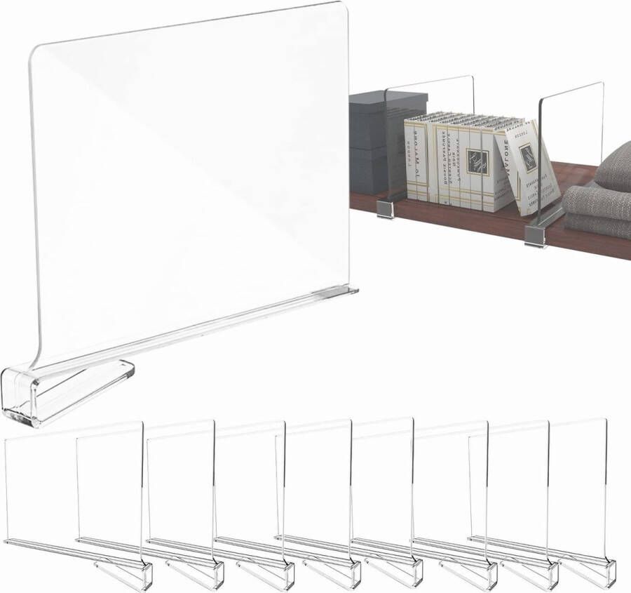 8 stuks transparante plankverdelers kledingkast 30 x 20 cm acryl multifunctionele kastverdeler voor slaapkamer opslag