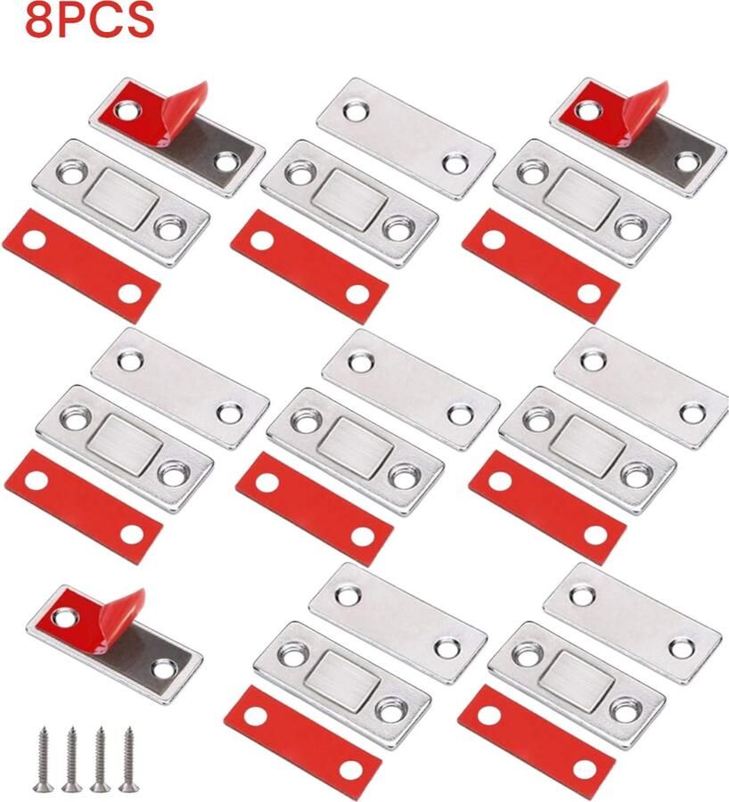 8 stuks Ultradunne onzichtbare kastdeurmagneten zelfklevende ladevergrendeling schuifdeurzuiging garderobedeurzuiging kastmagnetische sluiting voor keukenkastdeurmagneet plak op kast