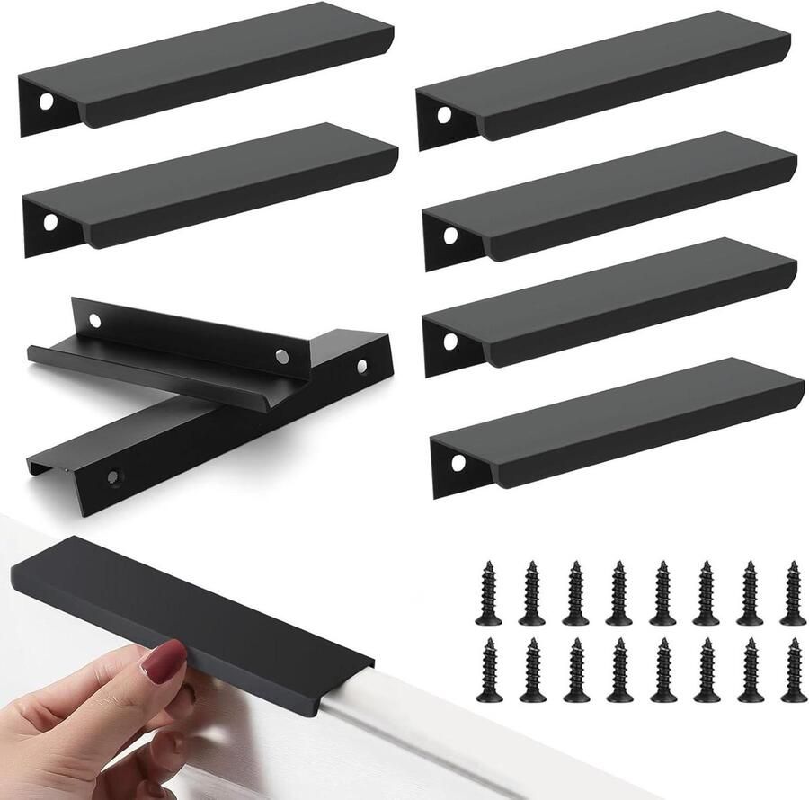 8 stuks meubelgrepen inbouw kastdeur onzichtbare handgrepen 15 cm met schroeven keukenkast garderobe lade