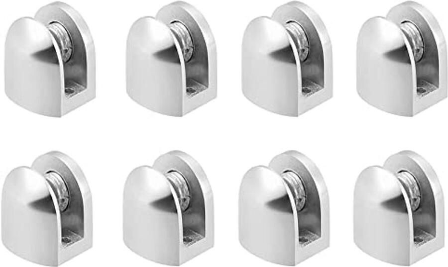 8 Stuks Verstelbare Glasklemmen voor Dik Glas en Acrylglas