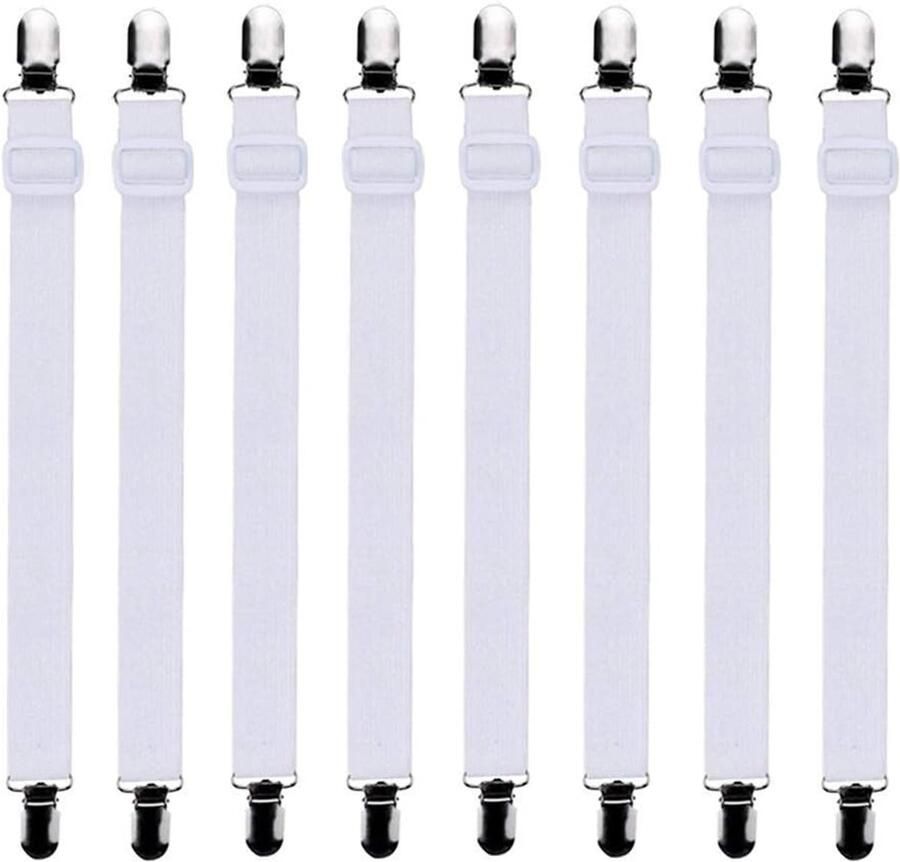 8 Stuks Verstelbare Hoeslaken Spanners 60-200 cm Universele Spanbanden Voor Alle Matrassen Witte Beddengoed Houders