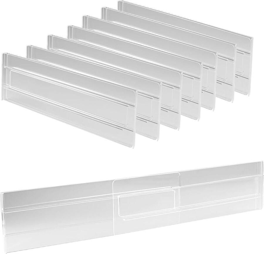 8 stuks verstelbare kunststof ladeverdelers transparante ladescheiders voor keukenopslag en slaapkamer commode