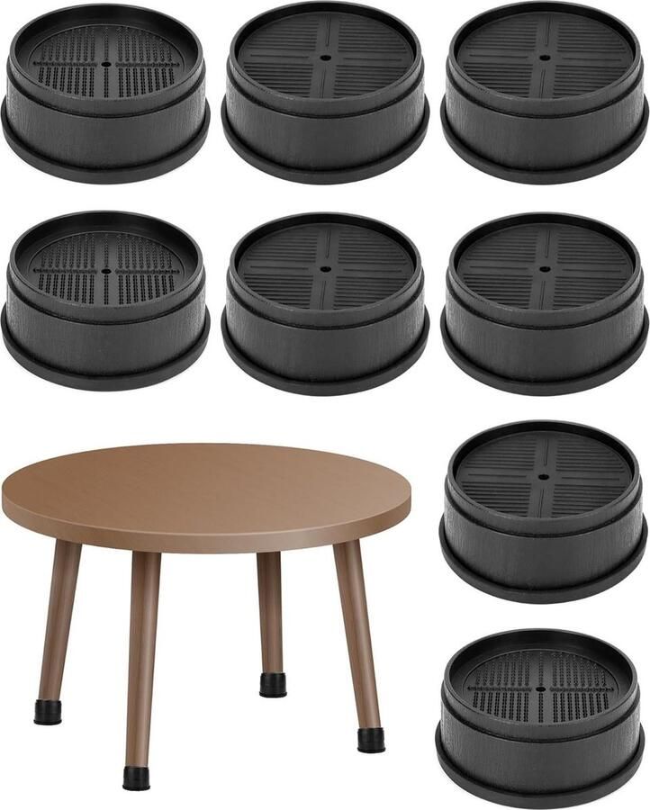 8-stuks verstelbare meubelverhogers robuust en stapelbaar 38 cm hefhoogte ondersteunt 1000 kg furniture risers