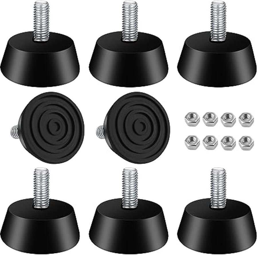 8 stuks verstelbare rubberen meubelpoten M6 schroefbare voetjes voor meubels
