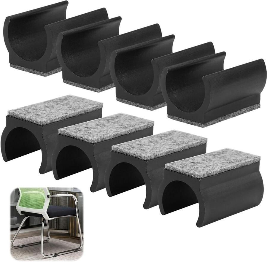 8 Stuks Viltglijders 22 mm Meubelglijders voor Rodelstoelen Geluidsdempend Vilt Stoelglijders met Klemschaalglijders