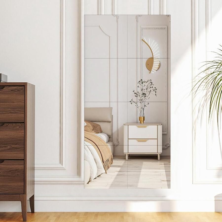 8 Stuks Zelfklevende Acryl Spiegel HD Zelfklevende Spiegel voor Plakken Flexibele Spiegelfolie Zelfklevende Spiegel voor Badkamer Woonkamer Slaapkamer Kast 8 Stuks