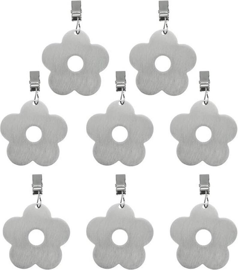 8 stuks zware tafelkleedgewichten bloemvormige roestvrijstalen tafelkleedklemmen tafelkleedgewichten bloemvormige tafelkleedclip 6 4 cm tafelkleedhouder voor tafelkleed tuin buitentafel restaurant camping (zilver)