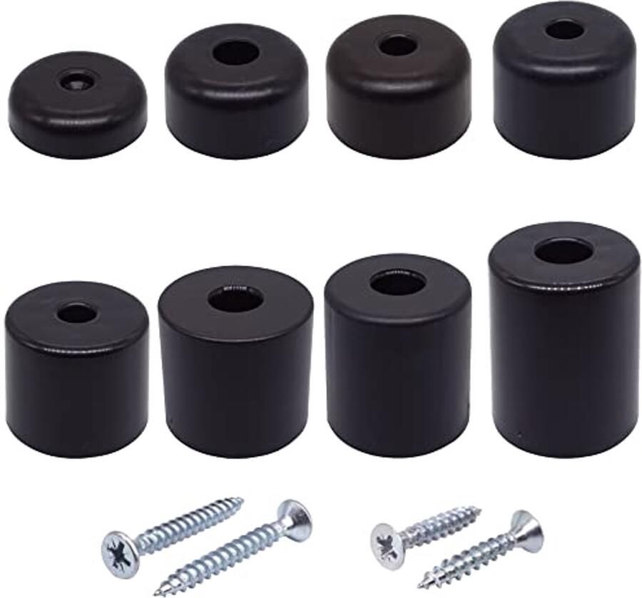 8 Stuks Zwarte Kunststof Meubelpoten Hoogte 40 mm Diameter 50 mm Ronde Meubelvoeten met Schroeven
