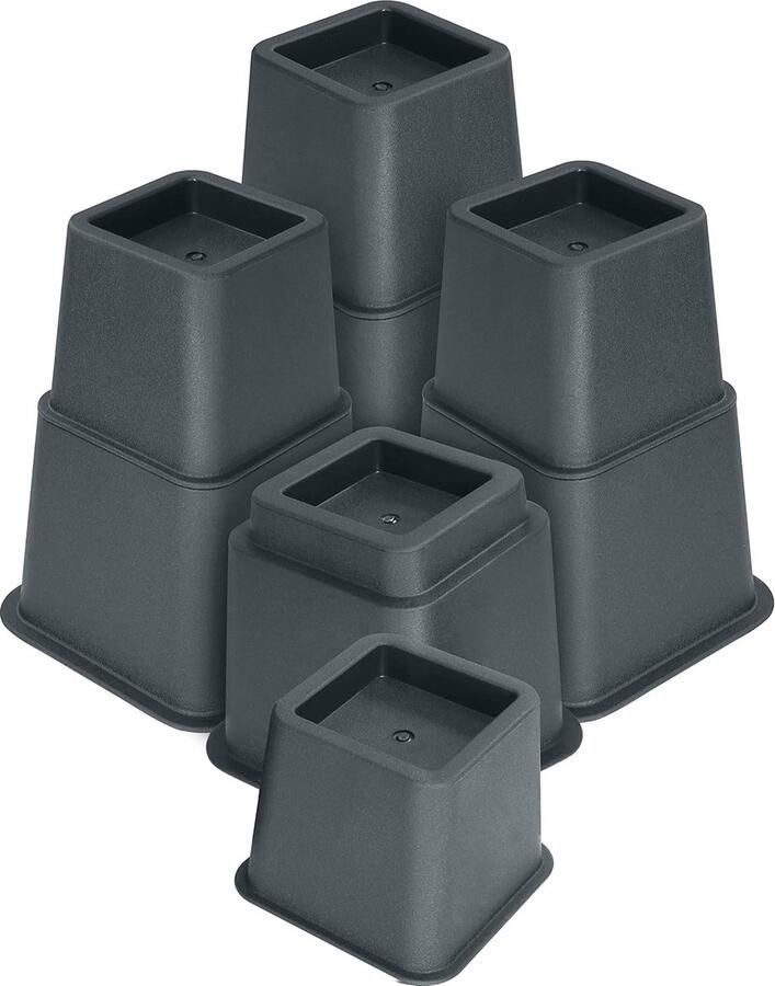 Luvetrex 8 x Hoogwaardige Adjustable Meubelverhogers (4 Hoog en 4 Kort) Sterke Ruimtebessparende Verhoger Bedverhoger Table Hoger Stoelverhoger Bank Hoger (8 Dead 20 cm) (Grijs)