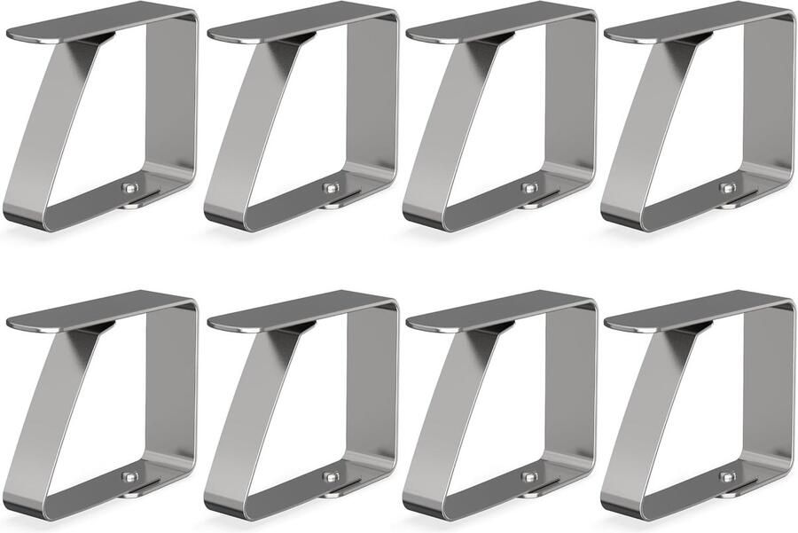 8 x tafelkleedklemmen 4 cm zilver tafelkleedklemmen van roestvrij staal voor binnen en buiten gemakkelijk afwasbare tafelkleedklemmen afgeronde randen klemmen voor vele tafelsoorten