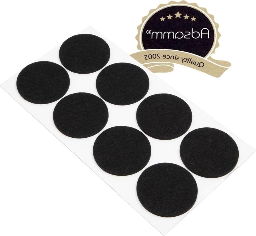 8 x Zelfklevende Viltglijders Zwart ø 60 mm Rond Meubelviltglijders met een dikte van 35 mm Meubel- en vloerbescherming