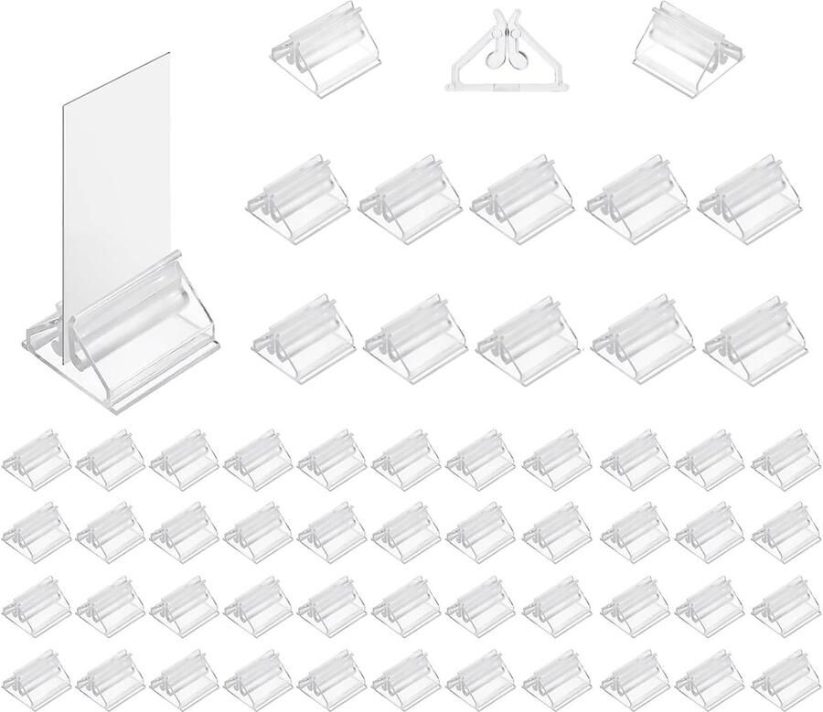 80 stuks acryl kaarthouders acryl plaatskaarthouders herbruikbare transparante labelhouders tafel menuhouders speelkaarthouders displaystandaard fotodisplay 2*2*1.3 cm transparant