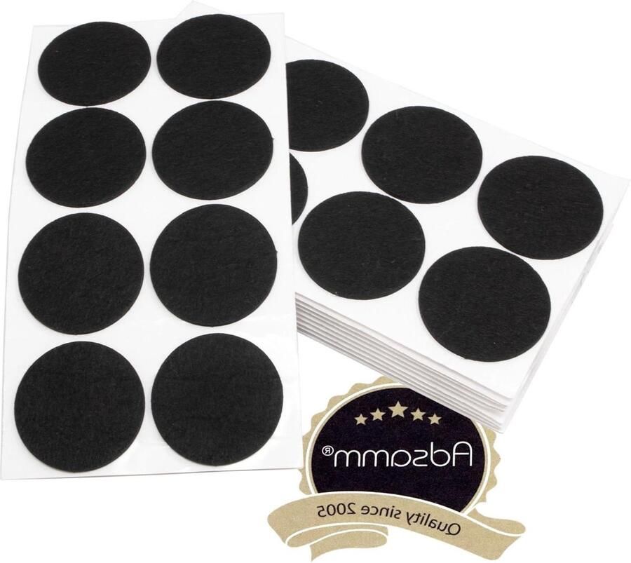 80 x Zelfklevende Viltglijders Zwart ø 60 mm Rond Meubelviltglijders met een dikte van 35 mm Meubel- en vloerbescherming