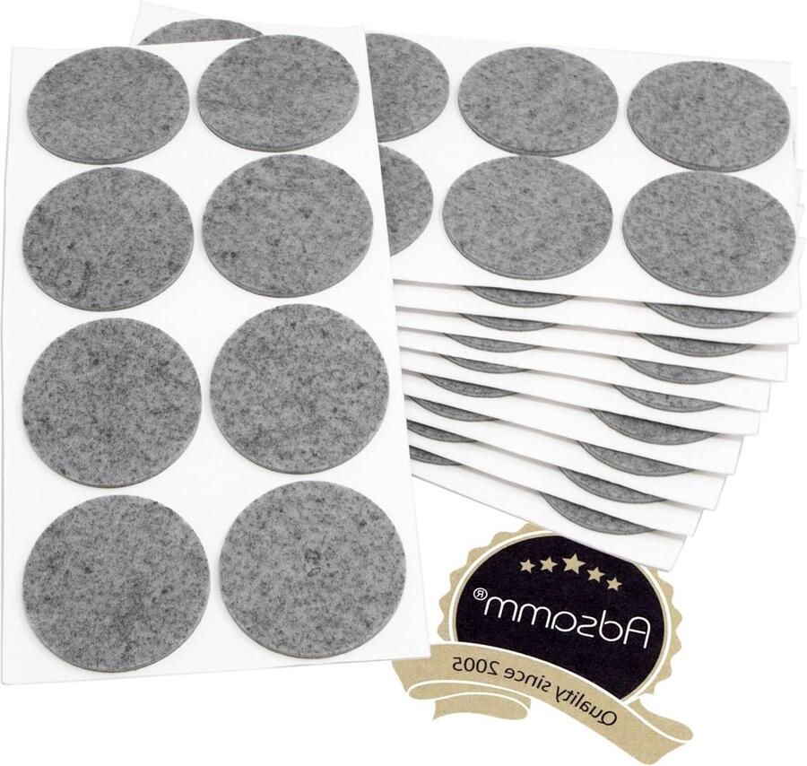 80 x zelfklevende viltglijders Grijs ø 60 mm Rond Dikte 35 mm Meubel- en vloerbescherming