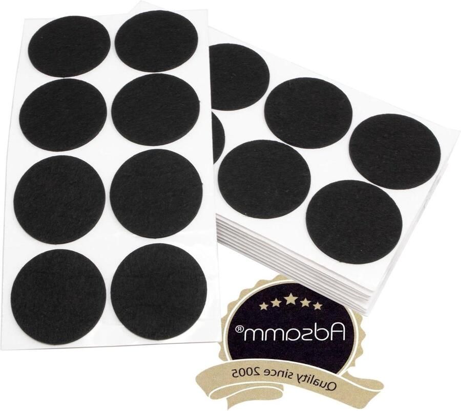 80 x Zelfklevende Viltglijders Zwart ø 60 mm Rond Meubelviltglijders met een dikte van 35 mm Meubel- en vloerbescherming