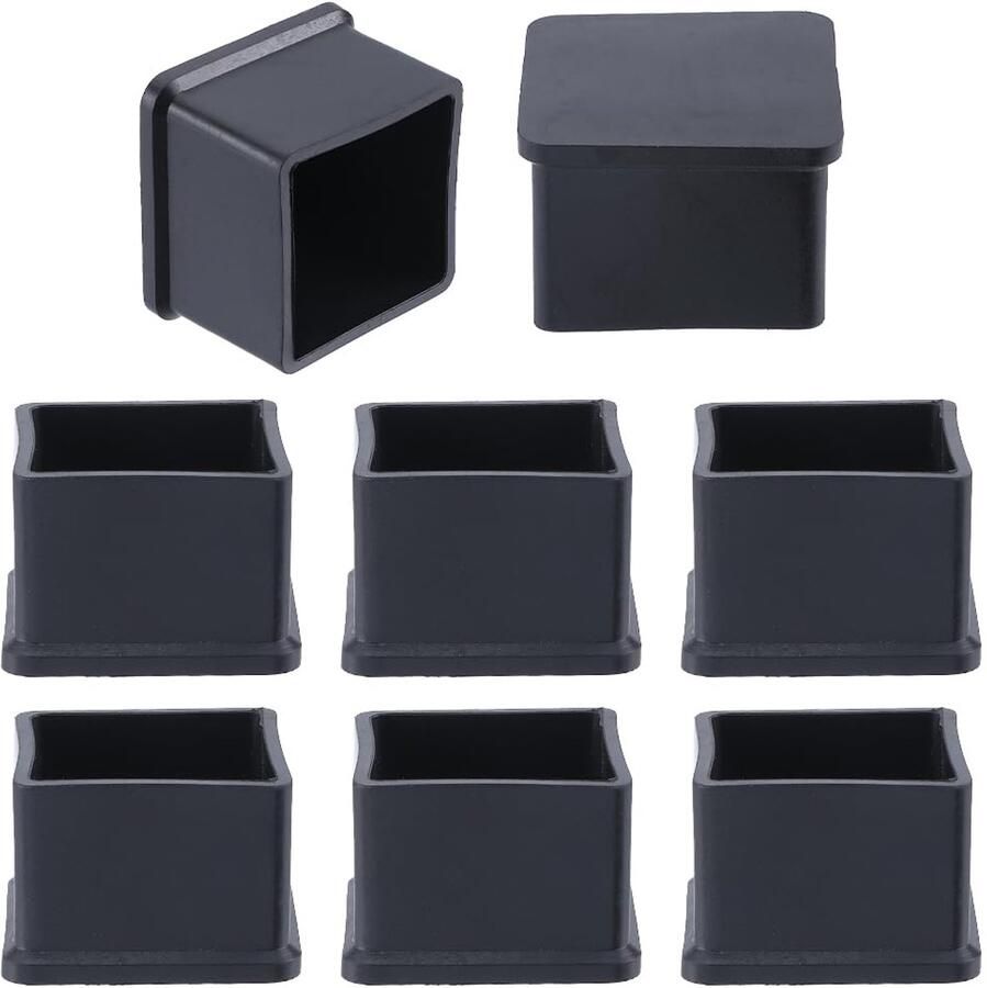 8pcs Black Square Chair Leg Protectors Chair Leg Caps Floor Protectors Furniture Leg Covers Fit for 35x35mm Legs Protect Wooden Floors