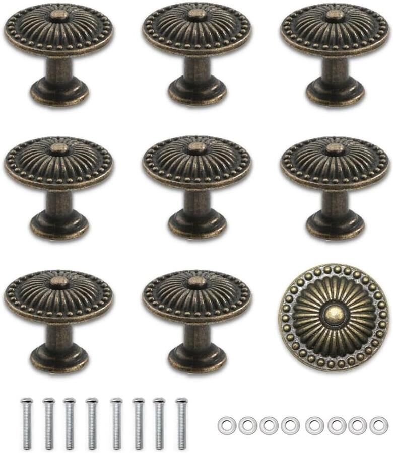 8pcs Vintage Cabinet Knobs Handvatten en Knoppen voor Kasten en Lades Vintage Meubels Knoppen voor Keuken en Kledingkasten Meubels Knoppen