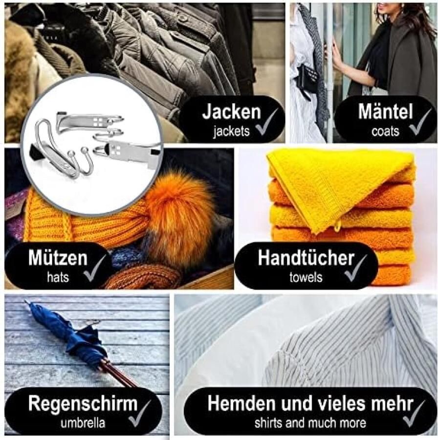 8x deurhaken dubbele kapstokhaken met schuimbescherming voor kamer- en kastdeuren metalen handdoek- en jashouders kapstokhaken om op te hangen zonder boren