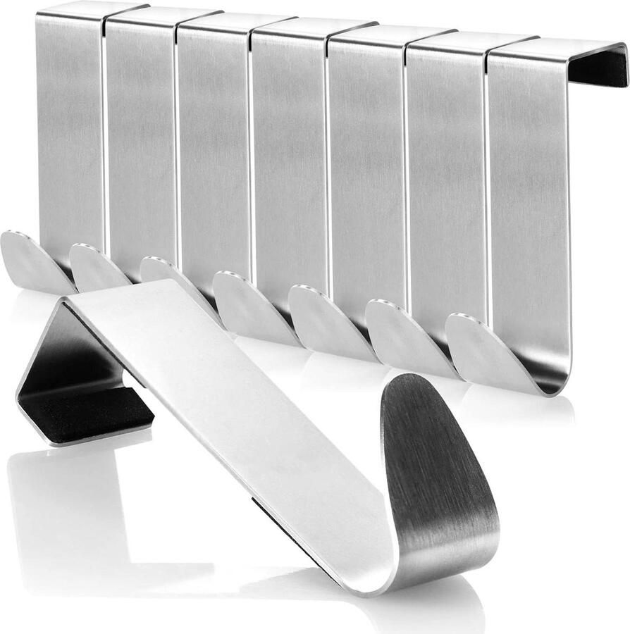 8x deurhaken van RVS kledinghaken met schuimbescherming kapstokhaken voor kastdeuren en kamerdeuren 75 cm roestvrij staal gewatteerd set van 8 haken deur organizer deurkapstok opdekdeur