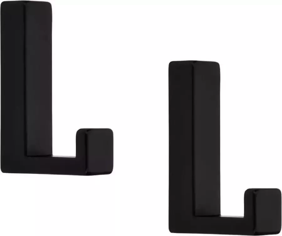 8x Luxe kapstokhaken jashaken modern zwart met enkele haak 4 x 6 1 cm metalen kapstokhaakjes garderobe haakjes