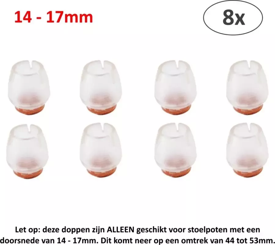 8x Ronde Stoelpoot Doppen Beschermers voor ronde stoelpoten van 14 17 mm Omtrek 44 tot 53mm Beschermdoppen Stoel Doppen Vilten Insteekdop 8 stuks