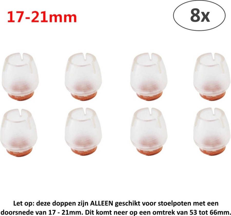 8x Ronde Stoelpoot Doppen Beschermers voor ronde stoelpoten van 17 21 mm Omtrek 53 66mm Beschermdoppen Stoel Doppen Vilten Insteekdop 8 stuks