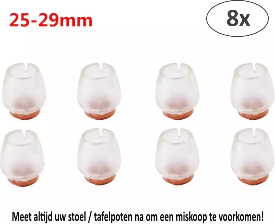 8x Ronde Stoelpoot Doppen Beschermers voor ronde stoelpoten van 25 29 mm Beschermdoppen Stoel Doppen Vilten Insteekdop 8 stuks