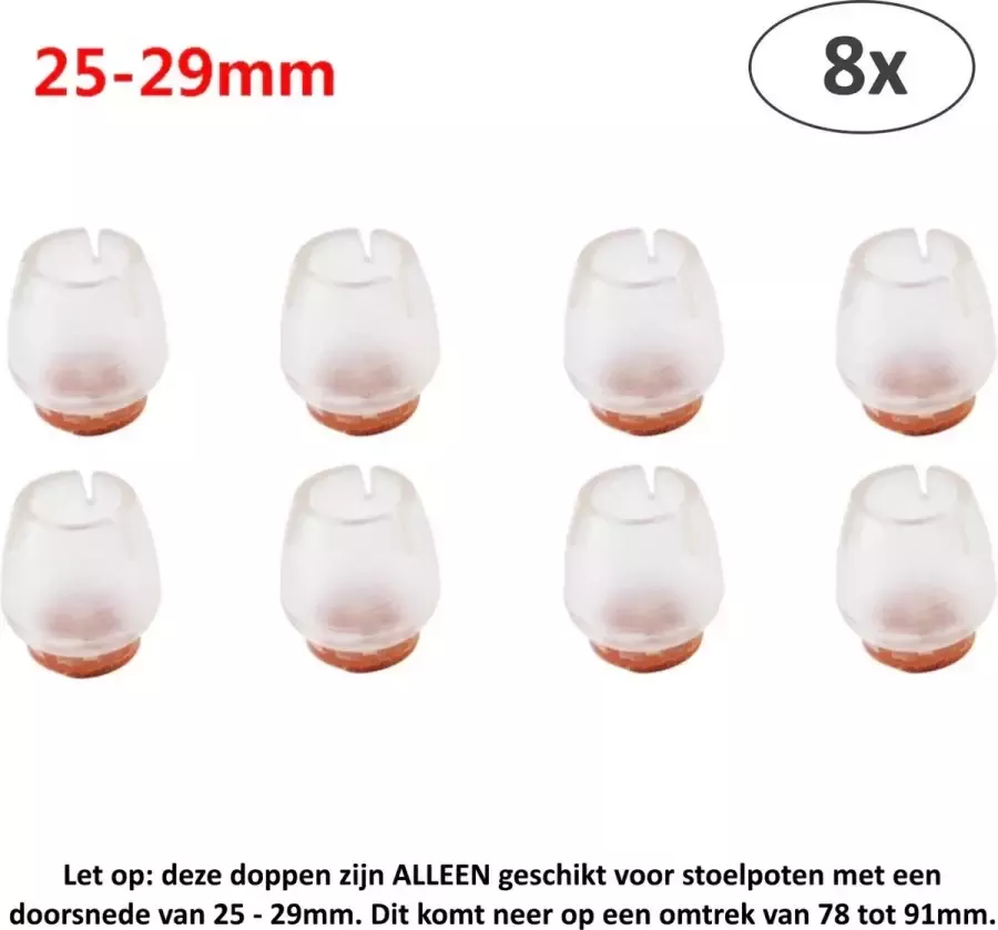8x Ronde Stoelpoot Doppen Beschermers voor ronde stoelpoten van 25 29 mm Omtrek 78 tot 91mm Beschermdoppen Stoel Doppen Vilten Insteekdop 8 stuks