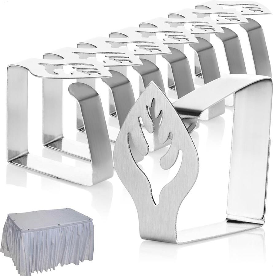 8x Tafelkleed klemmen RVS Tafelkleedklemmen Tafellakenklemmen Tafelzeilklemmen Tuinartikelen Tafelkleed vastzetten Tafellaken houder Tafelclips voor het bevestigen van tafelkleden tafel accessoires Klemmetjes Voor buiten en binnen