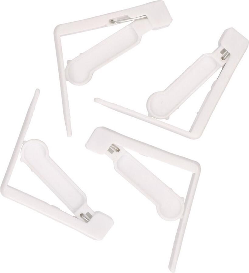 8x Tafelkleed klemmen wit 3 x 5 cm kunststof Tafelkleedklemmen Tafelzeilklemmen Tafellaken klemmen