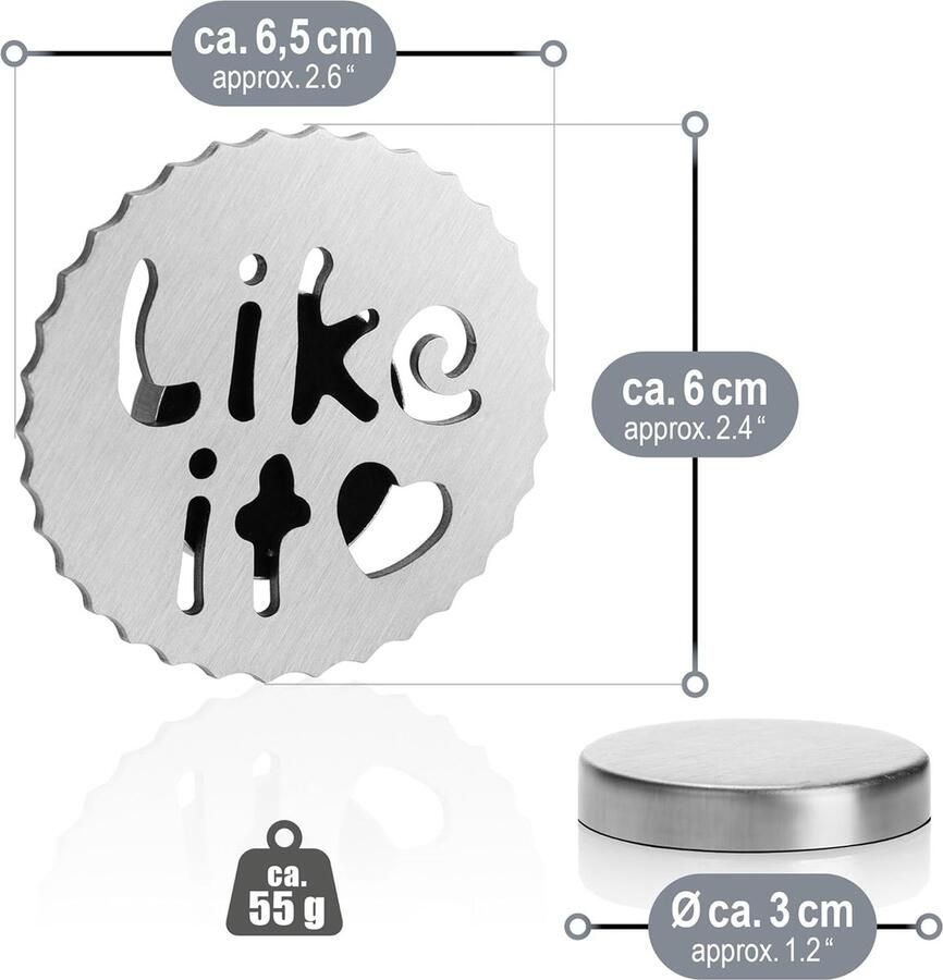 4x tafelkleedgewichten van roestvrij staal magnetische tafelkleedclip ca. 55 gr