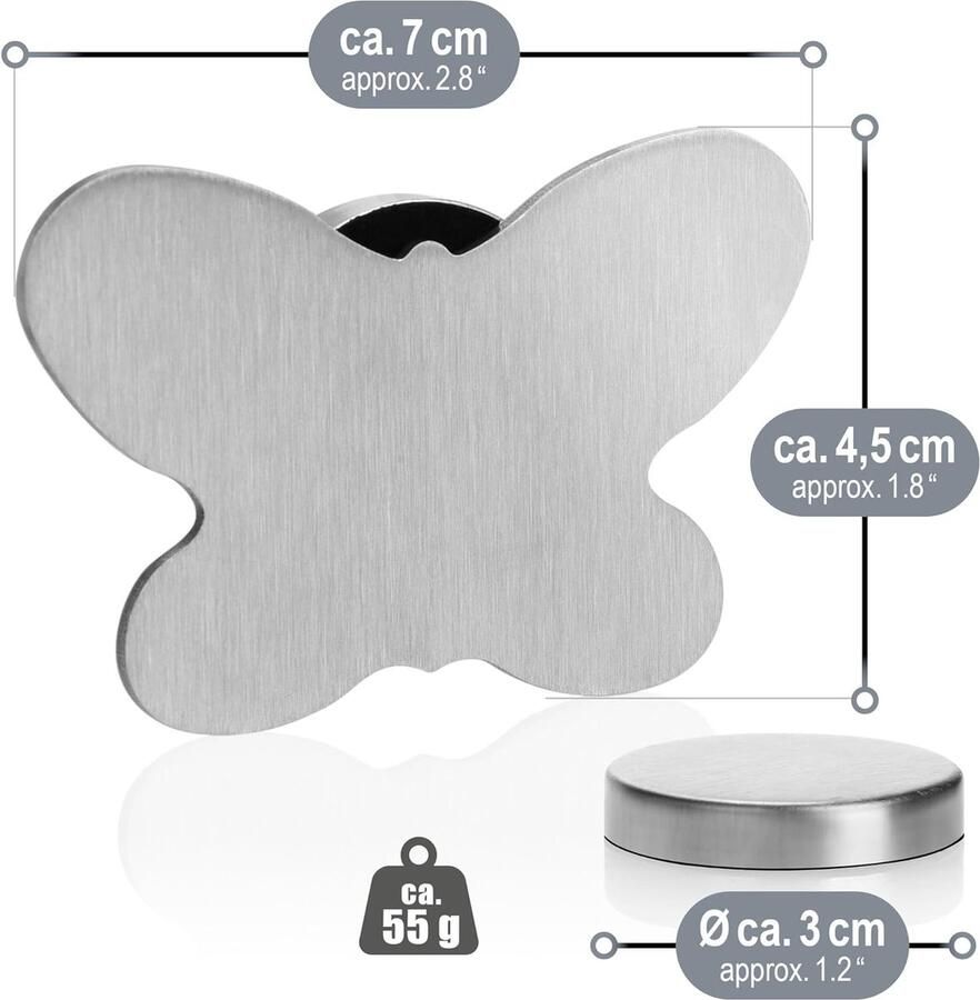 4x tafelkleedgewichten van roestvrij staal magnetische tafelkleedclip ca. 55 gr