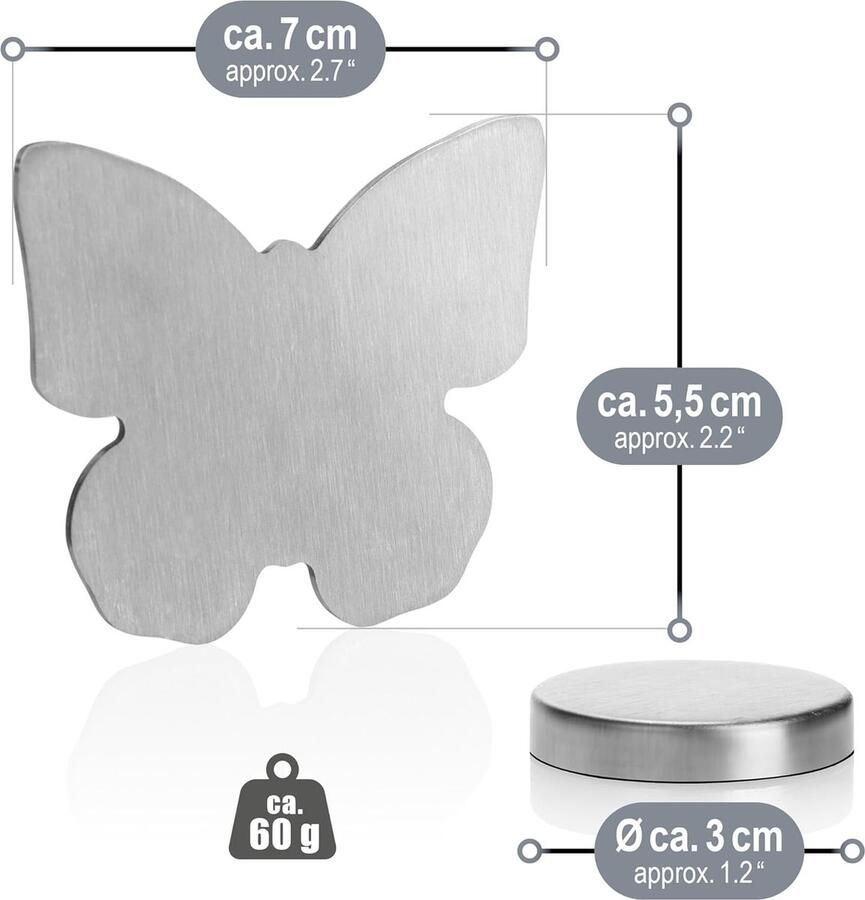 4x tafelkleedgewichten van roestvrij staal magnetische tafelkleedclip ca. 60 gr