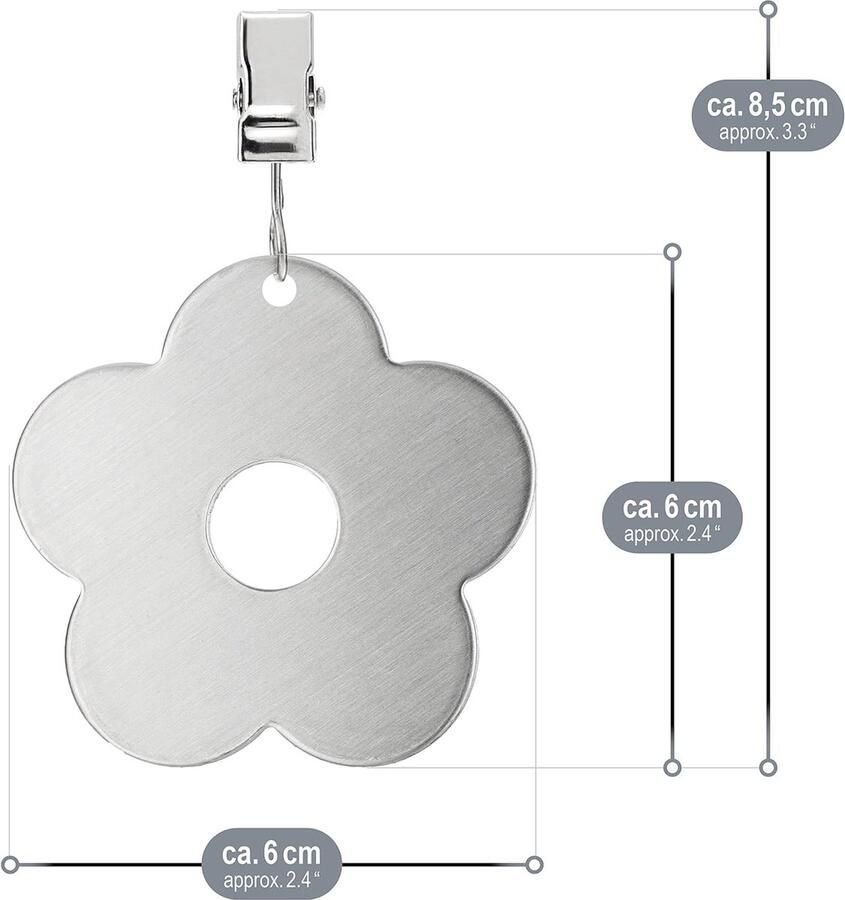 8x tafelkleedgewichten van roestvrij staal tafelkleedclips ca. 40g elk tafelkleedclips