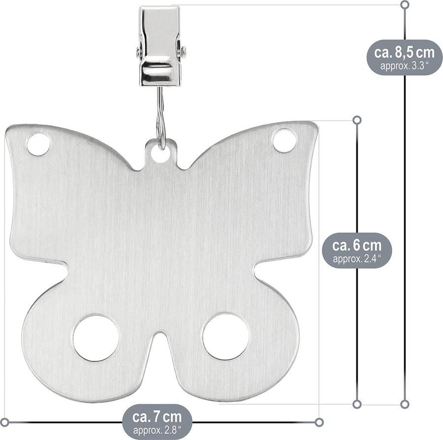 8x tafelkleedgewichten van roestvrij staal tafelkleedclips ca. 50g elk tafelkleedclips