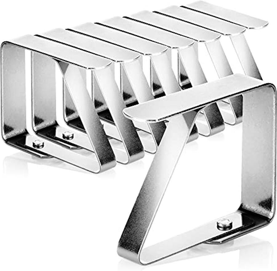 8x Tafelkleedklemmen van Roestvrij Staal Weerbestendige Doekhouders voor Binnen en Buiten