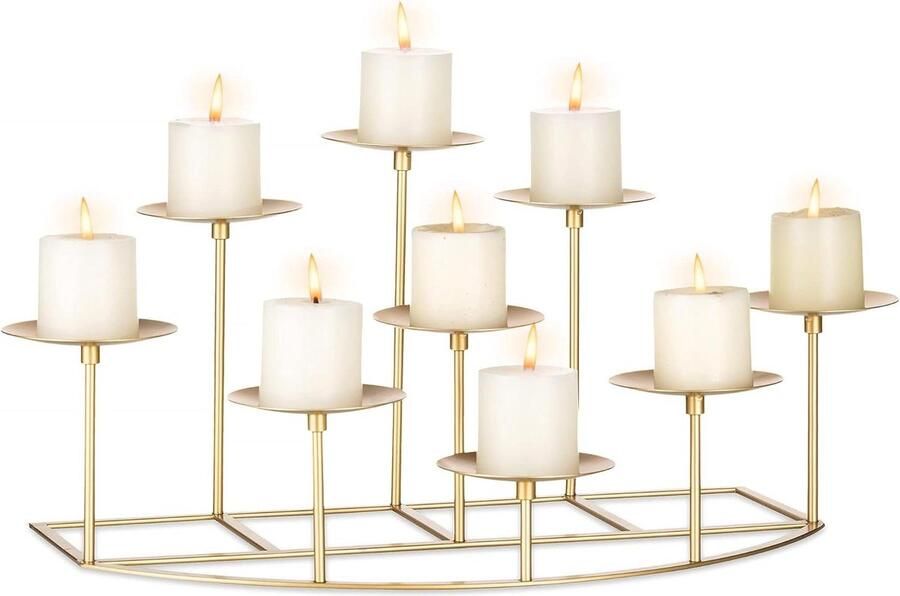 9-kandelaars gouden metalen kaarshouder voor pijler kerst bruiloft tafel middelpunt open haard decoratie vloerkandelaar