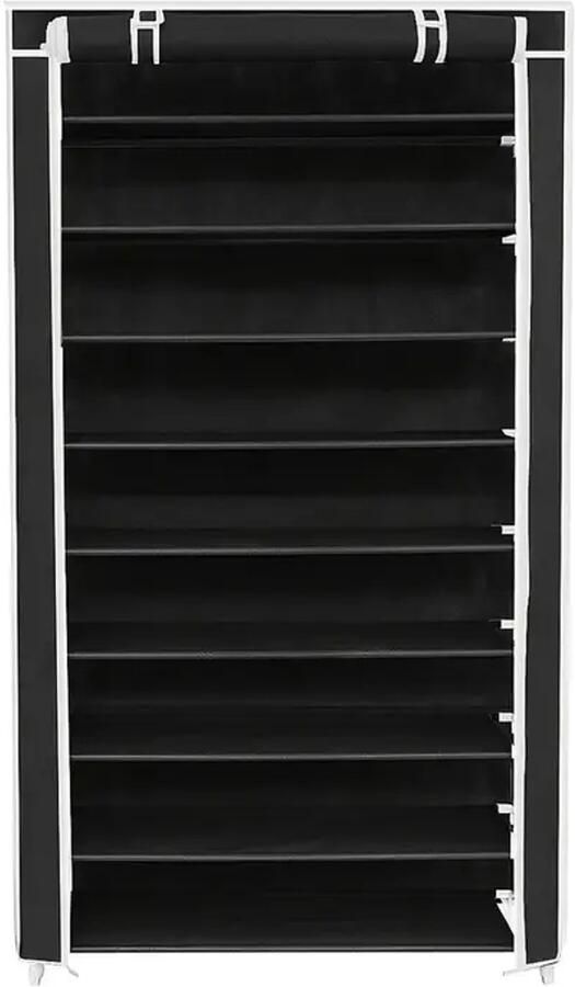 9-Laags Opvouwbaar Schoenenrek – Voor 40 Paar Schoenen – Stofhoes met Rits – Stevig Metaal Frame – Stofvrij & Ruimtebesparend – Schoenenkast Organizer