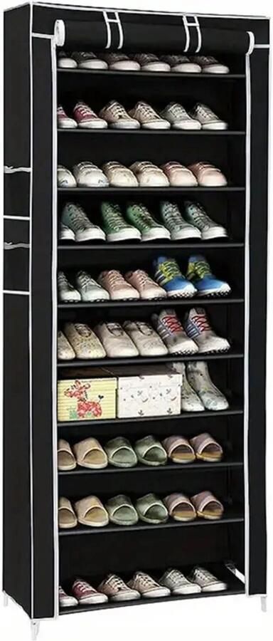 9-Laags Schoenenrek – Schoenenkast met Planken – Ruimte voor ca. 27 Paar – Compact & Ruimtebesparend (58×28×160 cm)