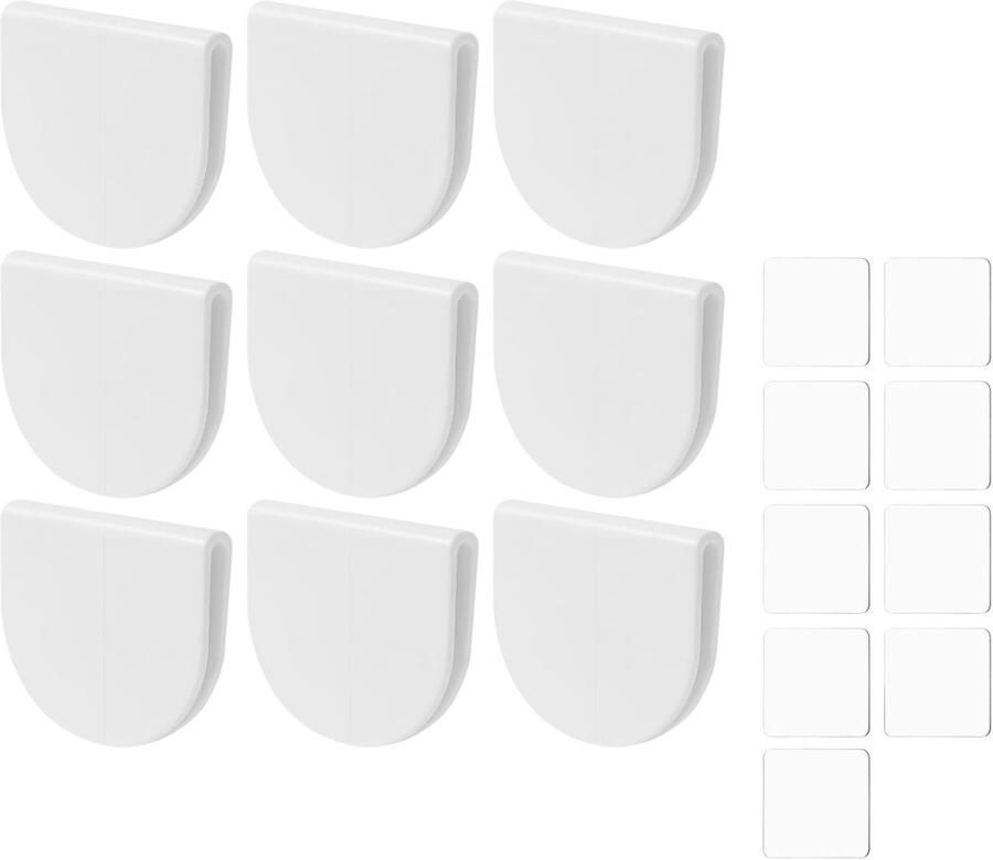 9-pack douchegordijnklemmen voor binnen douchewind- en spatschermen zelfklevende wandbeugels voor douchegordijnen sterke hechting zonder perforatie (wit 5X4 5cm)