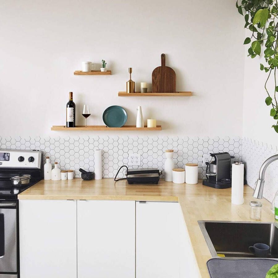 90 cm fotolijst eiken rustiek massief zwevend rek wandrek hangrek ideaal voor woonkamer slaapkamer hal badkamer kantoor - Foto 2