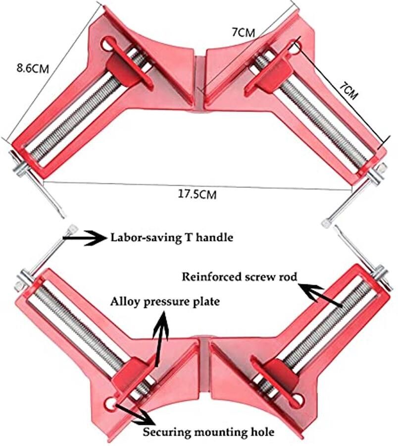 90 Graden Hoekklemmen 4 Stuks voor Houtbewerking en DIY