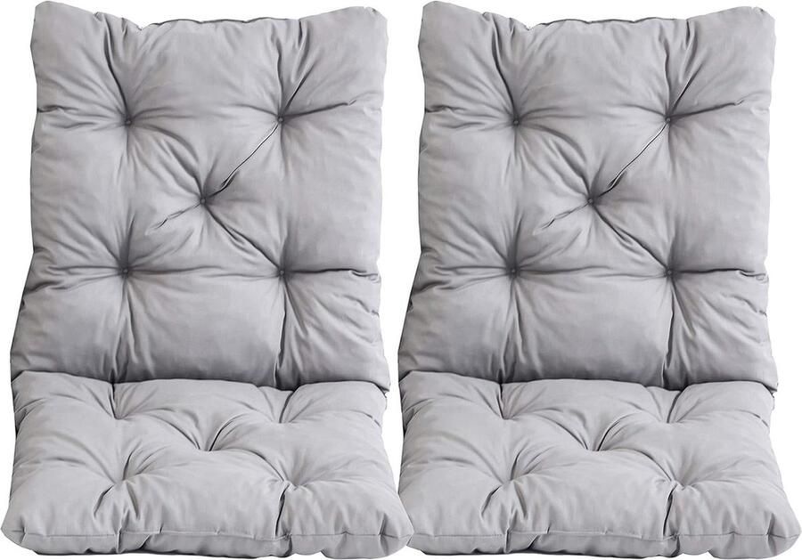 90067 98 x 50 x 8 cm HANKO Katoen Gewatteerd Laag Rugkussen Lichtgrijs Set van 2 Buitenkussen voor Tuinbank