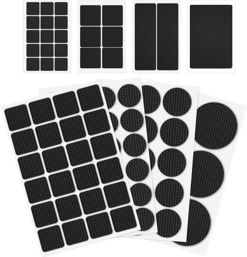 Allecto Plus Antislippads 93 stuks meubels glijremmers viltglijders zelfklevende set met meubelstopper meubelpoten antislippads stoelpoten glijders hardhouten vloeren bescherming tegen krassen 5 mm dik