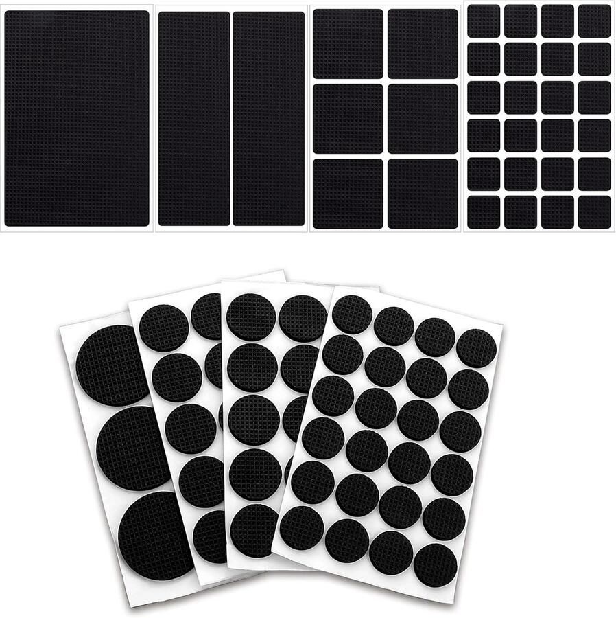 93 stuk Anti Slip Stootkussen Zelfklevend Anti Slip Rubber Mat voor Meubilair Ronde Rechthoekige Meubilair Slipremmers voor Meubelvoeten Stoelpoten Banken enz. (8 grootte 5mm dikte)