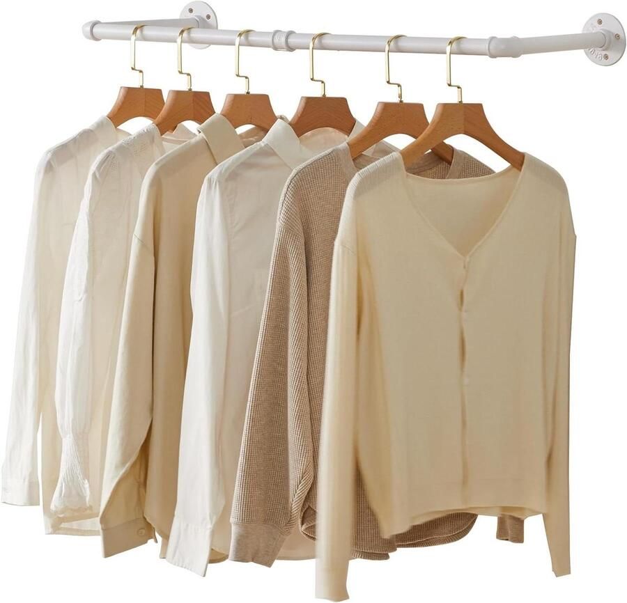 94 cm wandmontage kapstok industrieel design afneembaar kledingrek ruimtebesparend belastbaar tot 50 kg twee bases wit