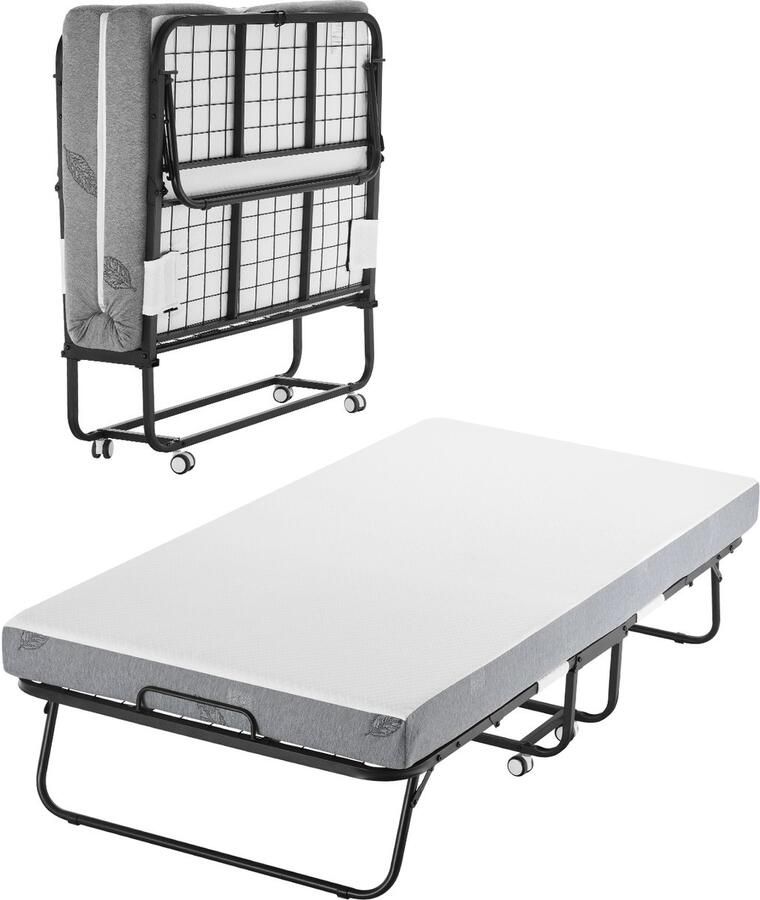 98 x 190 x 12.5 cm Opklapbed Voor Twee Personen Met 5 Inch Traagschuim Matras Stevig Metalen Frame Voor Volwassenen En Gasten