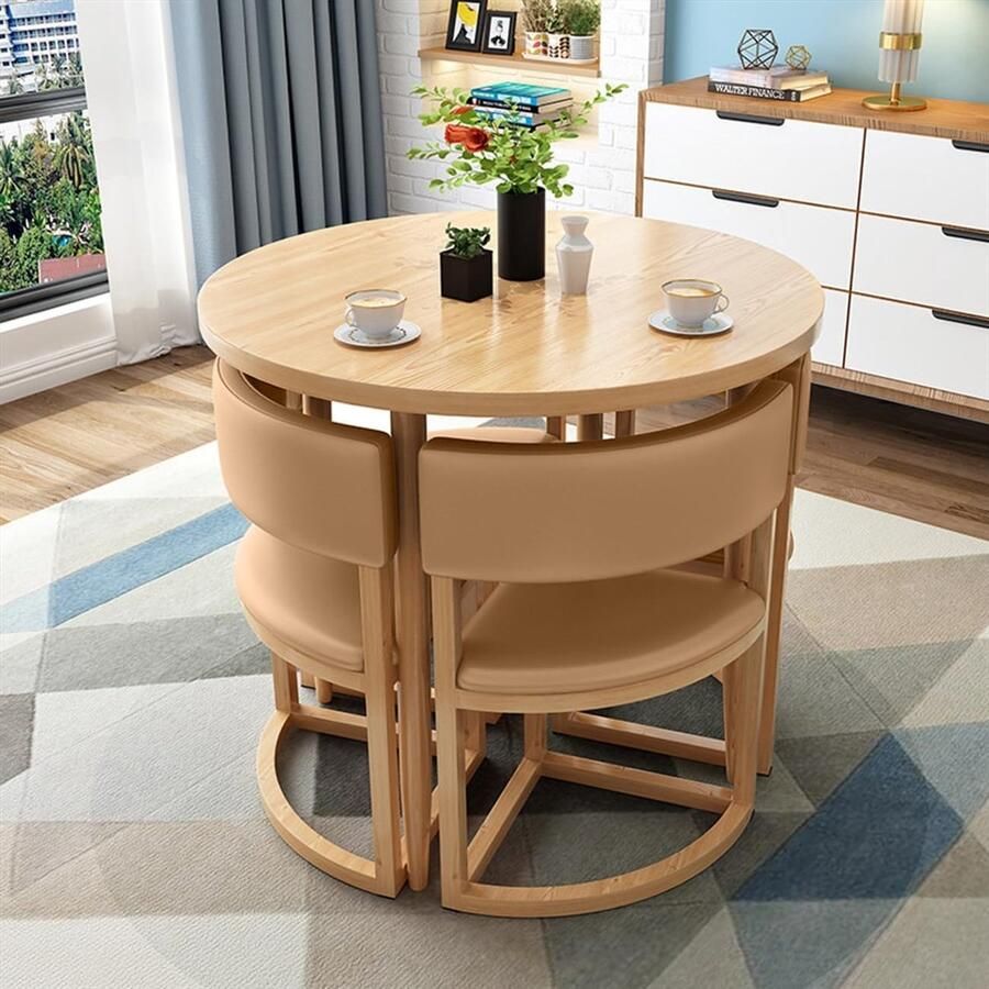 A 80 * 75CM Generic Eettafel en stoelenset opklapbare eettafel Moderne vergaderruimtetafel Zakelijke salontafel Eettafel en stoelcombinatie Onderhandeling Vrijetijdsruimte
