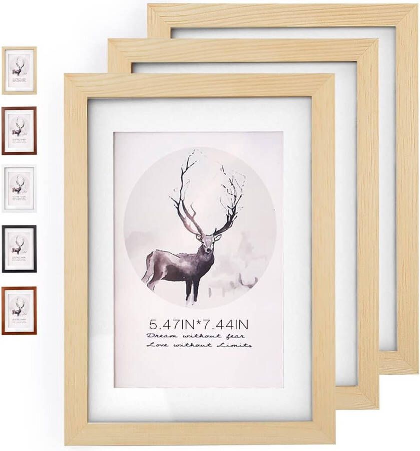 A4 houten fotolijst set van 3 klassieke houten fotolijst met acrylglas documentlijst woondecoratie fotolijst ideaal voor wand en tafel houtkleur o2