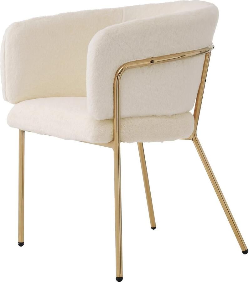 Aafinity Eetkamerstoel Stoel Woonkamer stoel Fauteuil- Makeupstoel zacht Kunstmatige konijnendons Wit